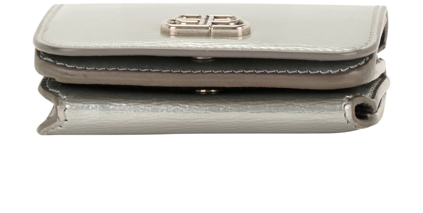 Balenciaga BB Mini Wallet, &pound;150, Accessories, Grey/Metallic, Leather, Top view